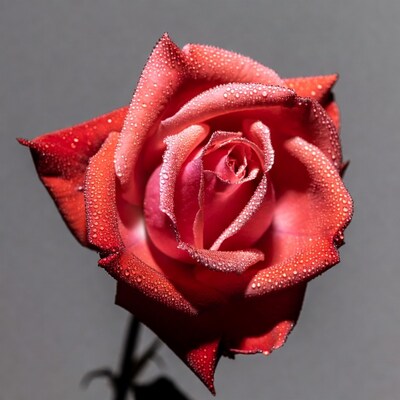 Red Rose with Dew Drops