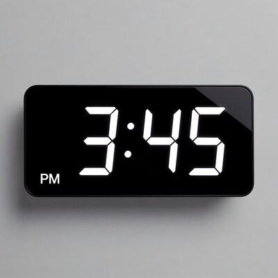 Black Digital Clock Showing 3:45 PM