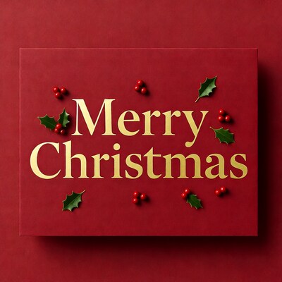 Merry Christmas on Red Background