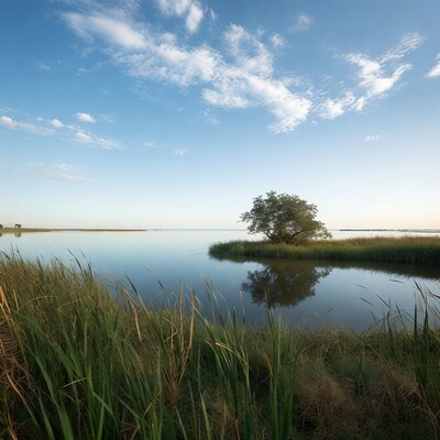 Lone Tree on Island in Reeds Lake