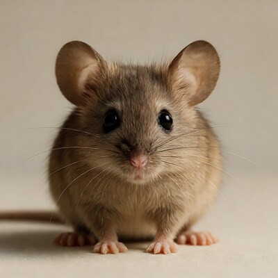 Cute brown mouse on white background