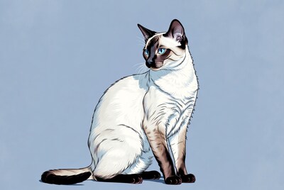Siamese Cat Sitting Illustration
