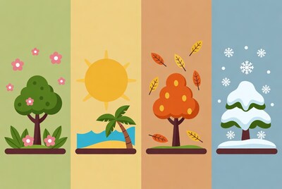 Four Seasons Trees Illustration