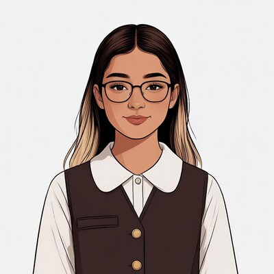 Asian girl in glasses and vest