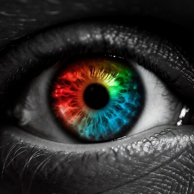 Rainbow Iris Eye Closeup