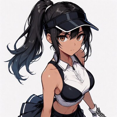 Anime girl in tennis uniform