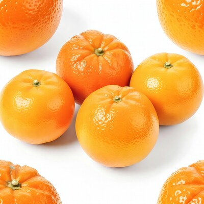 Fresh Mandarins on White Background