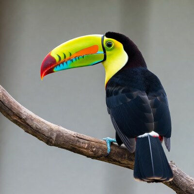 Colorful Toucan Perched on Branch