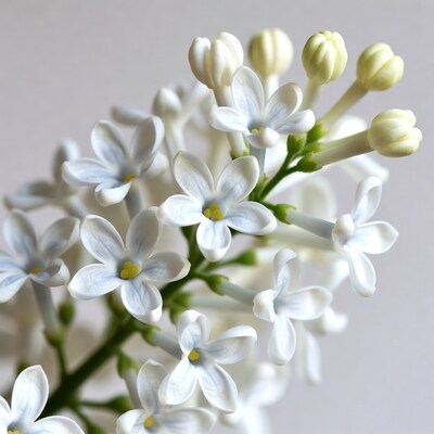White Lilac Flowers Closeup