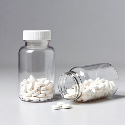 Open and Closed Pill Bottles with Pills