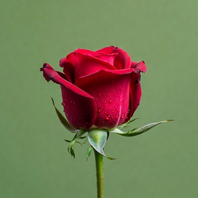 Red Rose with Dewdrops