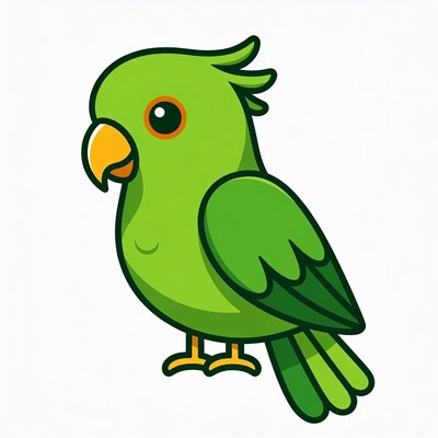 Cute Green Parrot Cartoon