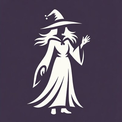 Silhouette Witch Waving Hand