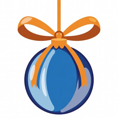 Blue Christmas ornament with orange bow
