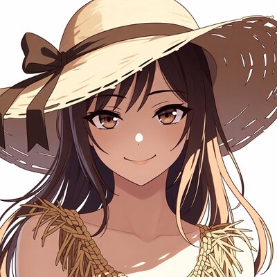 Anime girl in straw hat