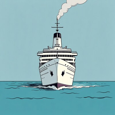 Cruise ship sailing on ocean