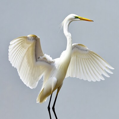 Great Egret spreading wings