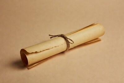 Rolled parchment tied with twine