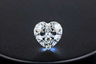 Heart-Shaped Diamond on Black Background