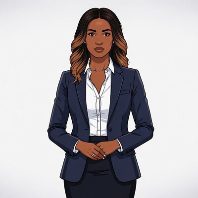 African-American woman in navy business suit