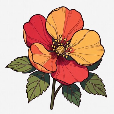 Colorful Red Yellow Rose Illustration