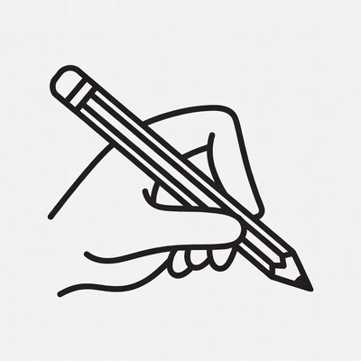 Hand holding pencil illustration