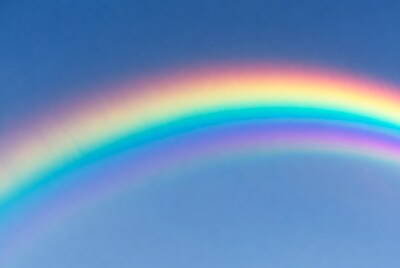 Vibrant Rainbow in Blue Sky