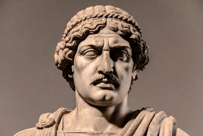 Ancient Roman Man Bust Statue