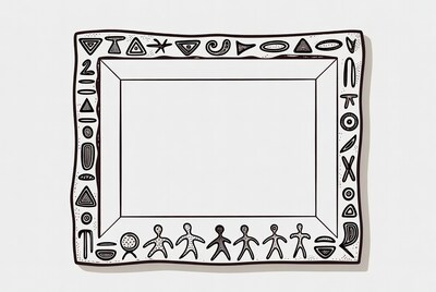 Tribal stick figure frame illustration