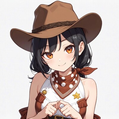Anime girl in cowboy hat