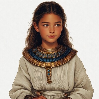 Egyptian girl in gold necklace