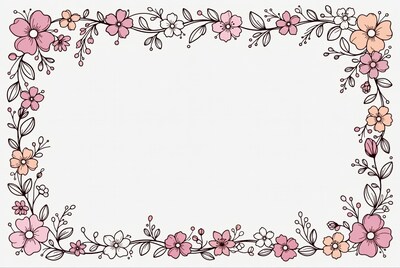 Pink Flower Frame Illustration