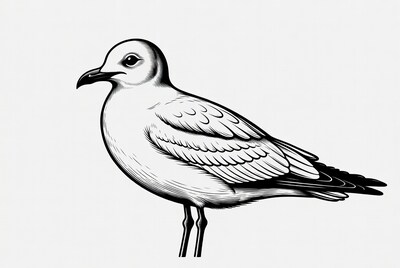 Black and white gull illustration