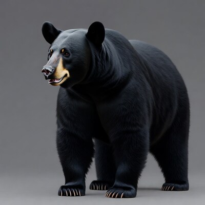 Black bear standing on gray background