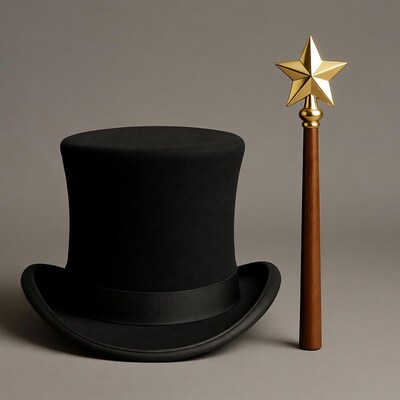 Black Top Hat and Magic Wand
