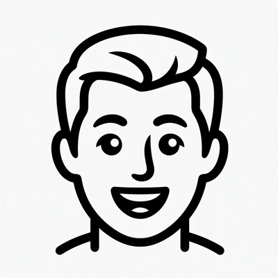 Smiling man line icon