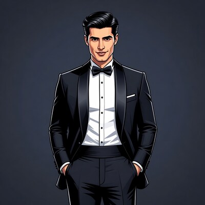 Handsome man in tuxedo illustration