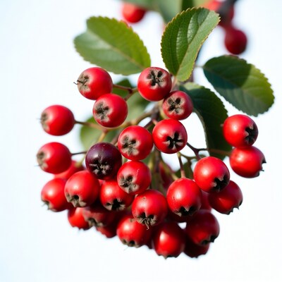 Red Mountain Ash Berries with Leaves