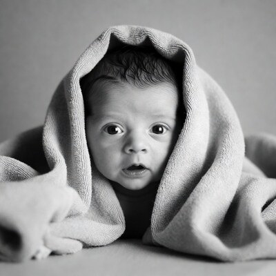 Newborn baby wrapped in towel
