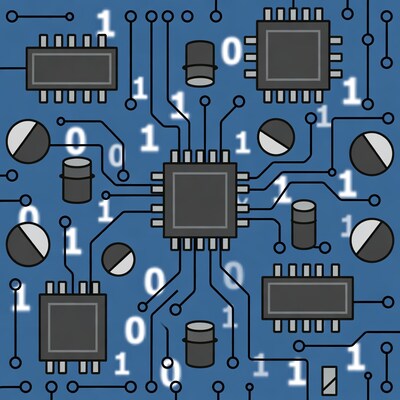 Blue Circuit Board Pattern Illustration