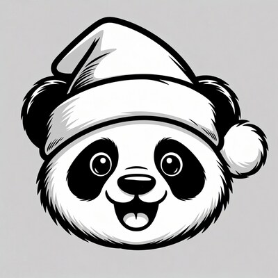 Cute Panda Wearing Santa Hat