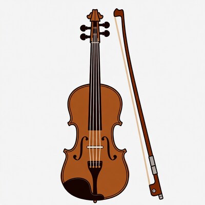 Violin with Bow Illustration