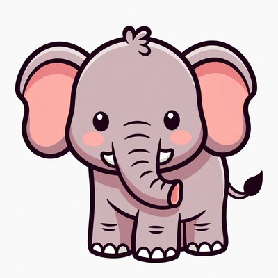 Cute cartoon baby elephant
