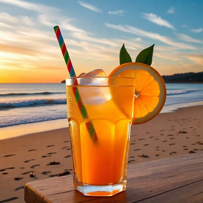 Orange Cocktail on Beach at Sunset