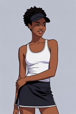African-American woman in tennis outfit