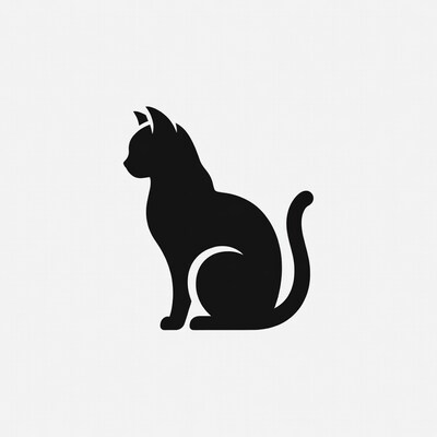 Black silhouette cat sitting
