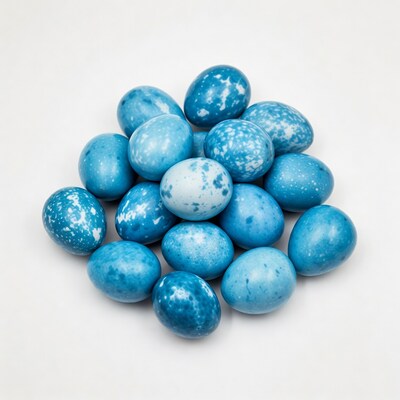 Blue Dyed Easter Eggs Pile