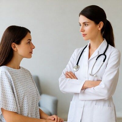 Doctor woman consulting patient girl