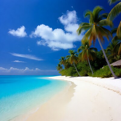Tropical beach with palm trees