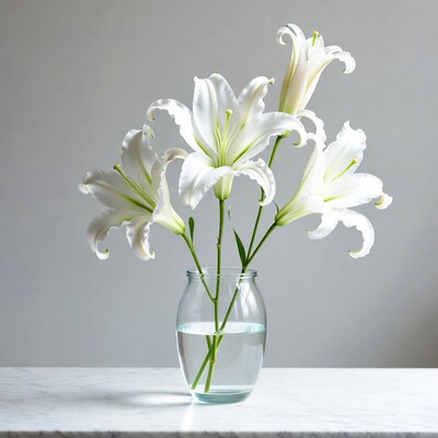 White Lilies in Glass Vase